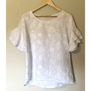 Valentina Ivory Leaf-Patterned Blouse